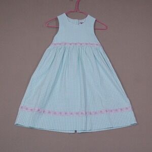 Vintage Girls Blue Gingham Sundress by Hartstring - Size 4T